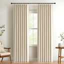 100% Blackout Shield Linen Look Textured Pinch Pleated Curtains Blackout Drapes 84 Inch Long 2 Panels Set, Cream Blackout Curtains for Bedroom & Living Room, 40" W x 84" L