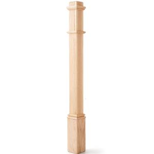Wonderjune 1 Pcs 56 Inch Red Oak Stair Newel Post with 3 1/2" Post and 4 1/2" Pedestal, Wood Box Newel with Pedestal for Staircase, Plain Style Wood Balusters Interior for Stair Remodeling