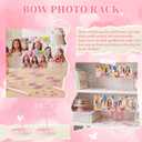 SiliFine 24 Pcs Pink Bow Photo Holders Table Number Photo Clips Holder 1.96 x 1.45'' Pink Bow Decoration Name Place Card Stand for Centerpieces Wedding Reception, Party, Birthday