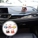 PRETYZOOM 5Pcs Japanese Maneki Lucky Money Cat Fengshui Waving Cat Chinese Statue Housewarming for Car Dashboard Figurines, Front Desk, Car, Business Openings Welcoming Good Luck Wealth 1.8x1.3 Inch