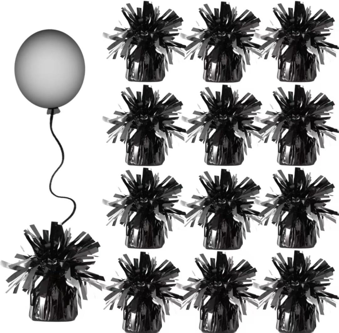 balloon weights are perfect for parties, birthdays, weddings. Each pack includes 12PCS durable weights that easily decorate balloons and elevate any celebration.(Black100g)