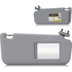 Sun Visor with Vanity Light for 2006-2013 Toyota RAV4, Right Passenger Side Gray Sunvisor Replacement 74310-42452-B2 (Grey) Right, Grey