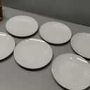 BTaT- White Dessert Plates with Gold Rim, Set of 6, 8" Round, Porcelain, Elegant Style, Dinner Plates