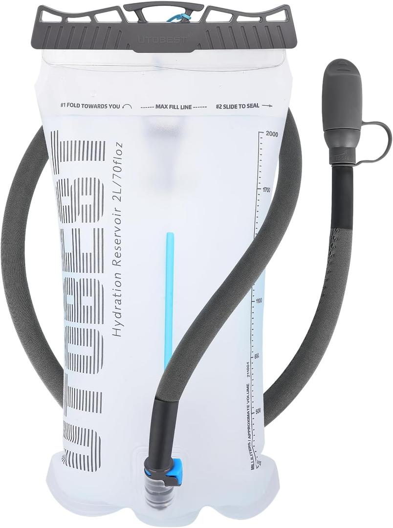 Hydration Bladder,TPU Water Bladder,Water Bladder for Hiking Backpack,BPA Free,Wide Opening,Leak-Proof,Water Reservoir for Hiking Cycling Camping Running (White-2L)