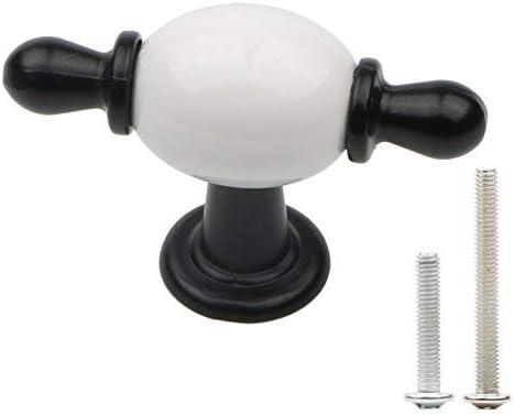 Black White Ceramics Cabinet Kitchen Hardware Round Drawer Dresser Handles Wardrobe Cupboard Pull Knobs Euro Handle Pull Single Hole Pack of 4