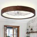 20'' Fandelier Ceiling Fan with Light, Low Profile Flush Mount Wood Ceiling Fan, APP & Remote Control, Dimmable & 6 Speeds