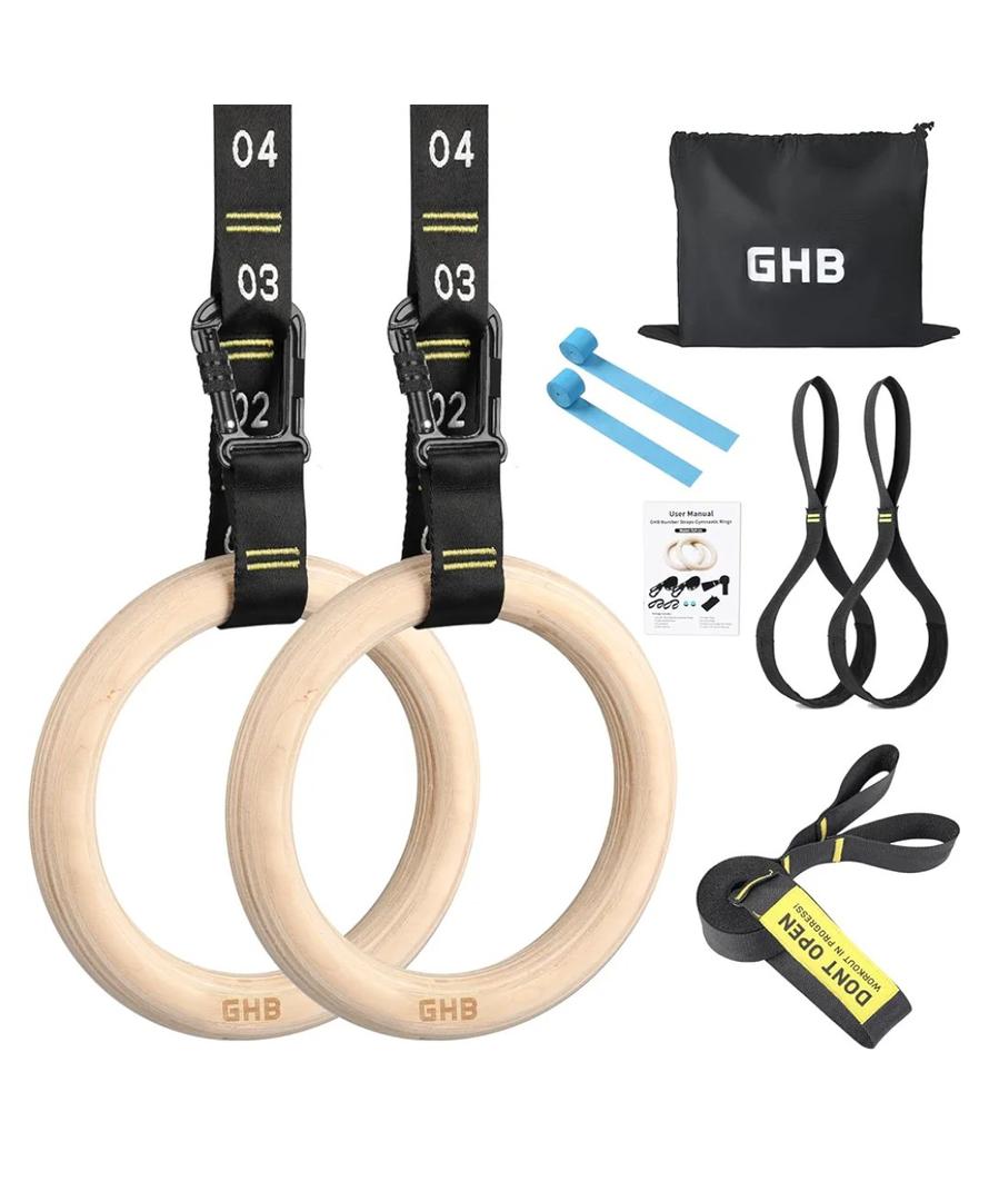 GHB Gymnastic Rings Wooden Gym Rings 1.25" Olympic Rings Adjustable Straps Pull Up Rings Sets for Workout Bodyweight Fitness Training
Amazon's Choice