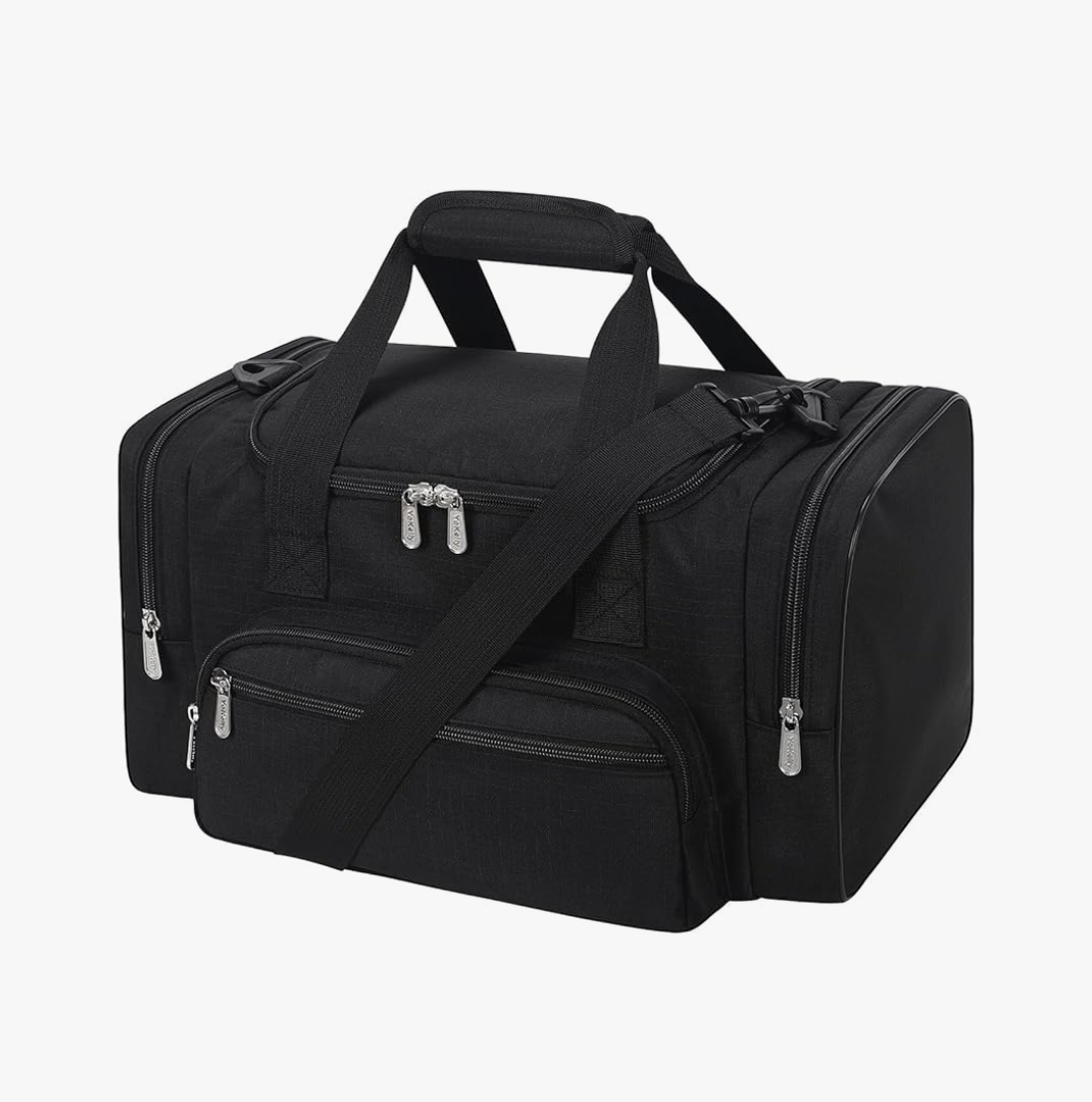 Small Duffel Bag 17 inch Carry On Weekender Bag for Travel Gym Sport (17x10x9 in) - Black