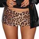 MakeMeChic Women's Cheetah Print Shorts Y2K Sequin Leopard Mini Micro Shorts, Coffee Brown, X-Small