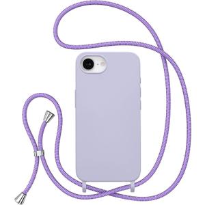 ZTOFERA for iPhone 16E Case with Strap,Crossbody Phone Case with Adjustable Neck Shoulder Lanyard,Soft Silicone Shockproof Protective Phone Cover for iPhone 16E 6.1 inch-Purple