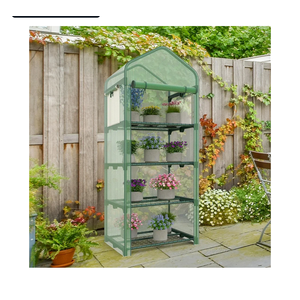 Mini Greenhouse 4-Tier Small Greenhouses for Outdoor Indoor 27"x19"x63" Portable Greenhouse w/ Screen Windows & Waterproof PE Cover Green House for Backyard Balcony Seedling Raising