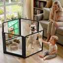 FXW AuraSpace Pro Acrylic Indoor Dog Playpen, Heavy-Duty with Metal Frame, 24" Height 6 Panels for Puppies & Small Dogs, BlackPatented