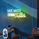 Save Water Drink Tequila Party Decorations Bar Neon Sign - Super Bright - Large Size (24x12'') - Remote Included Led Bar Sign for Party Mexican Restaurant Decor Neon Signs for Man Cave