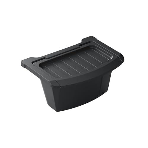 LUCKEASY Rear Center Console Floor Storage Box with Lid For Tesla Model Y Juniper 2025 2026 Storage Organizer Box with Lids Accessories TPE Black