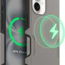 OtterBox iPhone 16 (Only) Commuter Series Case Built-in MagSafe Thin, Dual-Layer, Pocket-Friendly, Port Cover Pompeii Grey (Grey/Black)