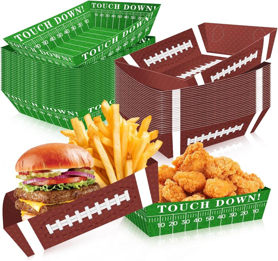 50Pcs Football Party Supplies, 5lb Football Food Plates, Football Paper Trays Disposable Bowls Nacho Trays, Football Theme Party Favors for Gameday, Carnivals, Birthday, Sport, Party Decor