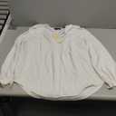 Dokotoo Womens Tops Casual Pleated V Neck Puff Long Sleeve T Shirts Loose Tunic Business Blouse (Small)