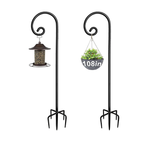 Artigarden Outdoor Shepherd Hooks 108 inch Tall for Bird Feeder (2 Packs), Adjustable Metal Garden Poles for Hanging Plants Solar Light Lantern, Bright Black