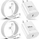 30W USB C Charger, 2 Pack Type C Charger Fast Charging with 6FT 2-in-1 USB C to C & Lightning Cable, for Samsung Galaxy S26 Ultra/S26/S26+/iPhone 17/16/15/14/13/12/11 Pro Max, iPad, AirPods (2, White)