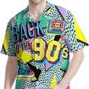 Funny Hawaiian Shirt for Men Casual Short Sleeve Button Down Beach Shirts Printed Tropical Vacation Shirts (L)