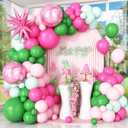 Pink Green Balloon Arch Garland Kit with Star Foil Balloons 4D Round Ball Balloons for Woodland Baby Shower Wedding Tropical Safari Birthday Party Decorations