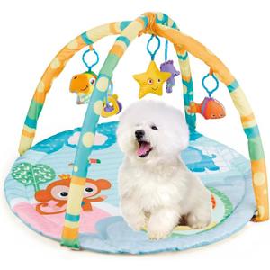 Puppy Play Gym - Dog & Cat Activity Mat with Squeaky Toys - Interactive Sensory Mat for Pets (Suitable for Dogs & Cats Up to 25 lbs)