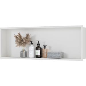Neodrain 36X12 Inch Recessed Shower Niche, White Stainless Bathroom Wall Niche NO Tile Needed, Bathroom Storage Organizer in Wall for Shower
