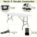 Fivenl 2 Pack 6 FT Folding Tables White Foldable Table, Fold-in-Half with Carrying Handle Portable Plastic Rectangular Table for Party, Dining, Wedding, Camping, Picnic, Indoor Outdoor Events
