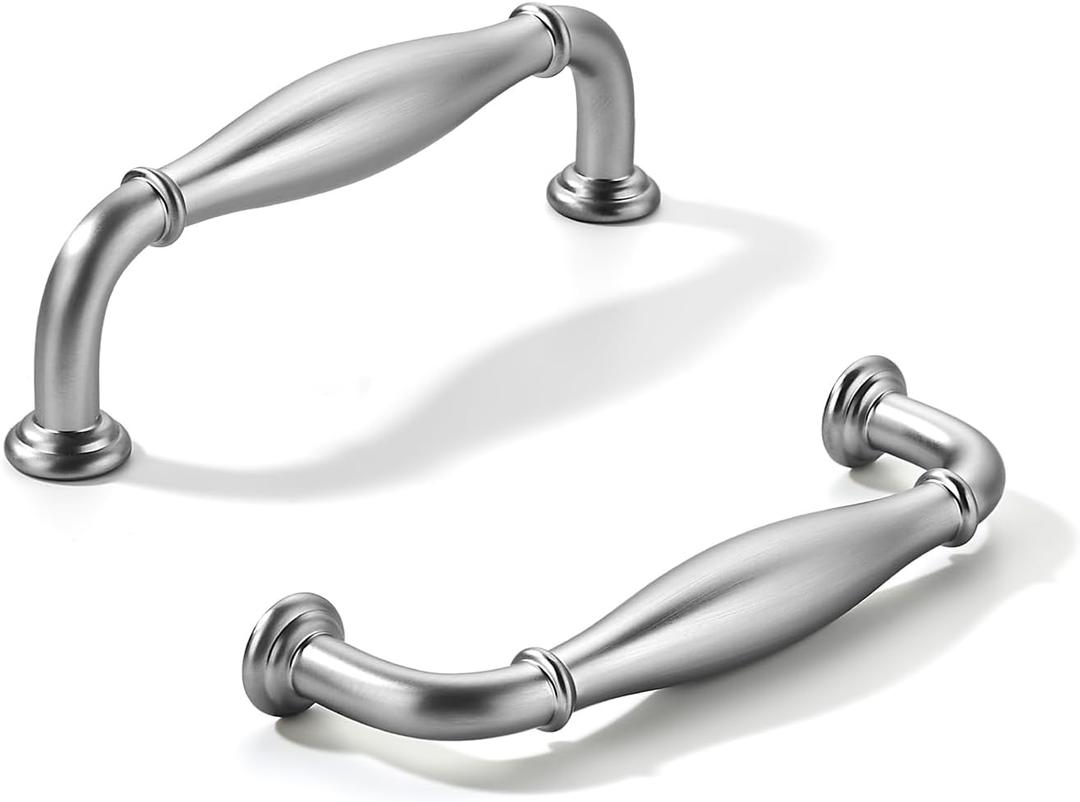 khtumeware 2 Pack 4inch(102mm) Hole Center Brushed Satin Nickel Cabinet Pulls Solid Heavy-Duty Tradition Handles Hardware for Bathroom Dressers Pull cabinets wardrobes Closet Doors