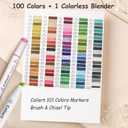 Caliart 101 Colors Alcohol Markers Brush Tip, Dual Tip Brush & Chisel Permanent Art Markers for Adult Coloring Books, Drawing, Sketching, Illustration, with Carrying Case for Artists & Beginners