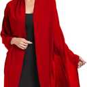 Chiffon Shawl and Wraps for Women Warm Scarves Wedding Evening Bridal Scarfs Pashmina Shawls (Red)