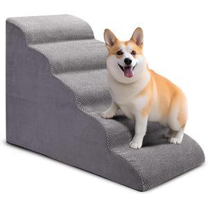Dog Stairs for Bed and Couch, Non-Slip 5-Step Pet Stairs, 24" High Sofa Foam Dog Ramp - Best for Small Pets, Dogs and Cats with Joint Pain