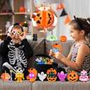 Adisher Halloween Party Favors,12Pcs Mochi Squishy 12Pcs Building Blocks and 24Pcs Pumpkin Boxes, Goodie Bag Fillers Classroom Prizes Trick or Treat Halloween