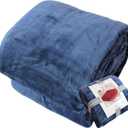 Queen Blanket 430 GSM Extra Large for Fall Winter Spring All Season Cozy Warm Soft Medium Weight Thermal Thick Flannel Fleece for Couch Bed Sofa 88 x 95 inches by SOLARON (Navy, 1)