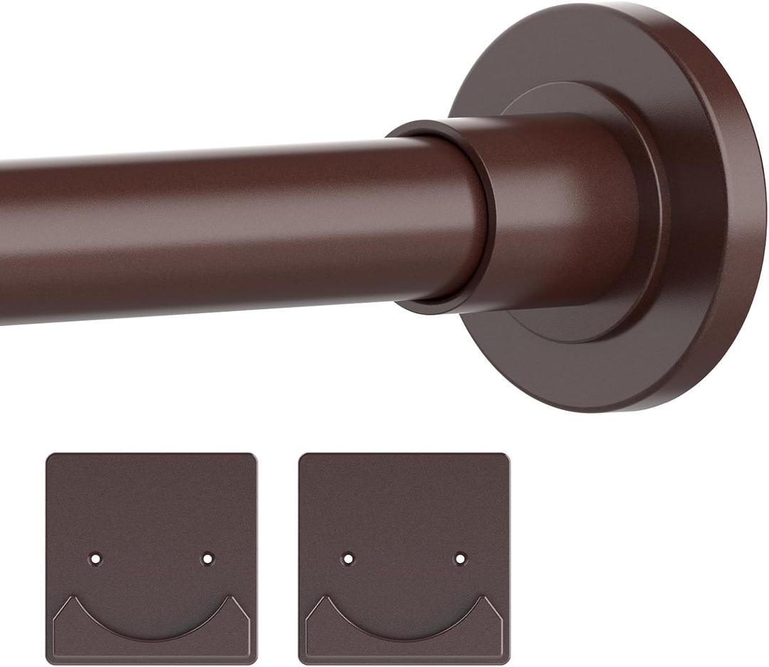Bronze Shower Curtain Rod 30-68" with Holder, Anti-Rust, Tension Mounted, Stainless Steel, Brushed Finish