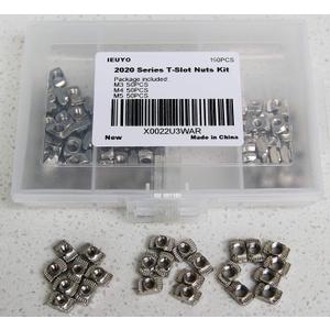 3 x M3 M4 M5 T Slot Nuts for 2020 Aluminum Profiles - 3Sizes 150Pcs Kit - Carbon Steel,Hammer Head T-Slot Fasteners