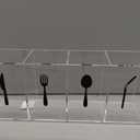 Acrylic Cutlery Storage Organizer Bin with Straw Holder, Clear Acrylic Silverware Caddy Utensil Holder 4 Section Plastic Cutlery Caddy Straw Organizer for Countertop Kitchen Party Buffet Picnic