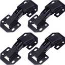 10 Soft Closing Hidden Hinges Surface Mount Kitchen Concealed Cabinet Hinges, No Pre-drilled Heavy Duty for Kitchen Cabinet Cupboard Door (Hidden C,Black)