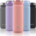 Ello Cooper 22oz Stainless Steel Water Bottle with Straw and Carry Handle, Double Walled and Vacuum Insulated Metal, Leak Proof Locking Lid with Soft Silicone Spout, Reusable, BPA Free, Coral