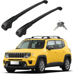 Roof Rack Cross Bars Compatible with Jeep Renegade 2015-2024, Adjustable Aluminum Heavy Duty 300 LBS Anti-Theft Lock Cargo Carrier Rooftop Crossbar Accessories for Bike, Basket, Snowboard, Luggage