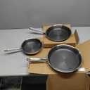 T-fal HybridMesh Tri-Ply Stainless Steel 3 Piece Cookware Set, 8, 10.25, and 12 Inch, Induction Oven Safe 500F, Metal Utensil Safe, Platinum Non Stick, Pots and Pans Set, Dishwasher Safe, Silver/Black