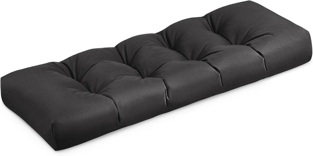 Outdoor Bench Cushion 42 Inch,Tufted Patio Furniture Cushions,Waterproof Bench Seat Cushion with Non-Slip Bottom (Black, 42x16in)