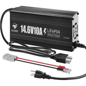12V 10A Lithium Battery Charger 14.6V LiFePO4 Battery Charger Smart Charger with Anderson Connector Indicator Special for Lithium LiFePO4 Deep Cycle Rechargeable Batteries of Boat, RV