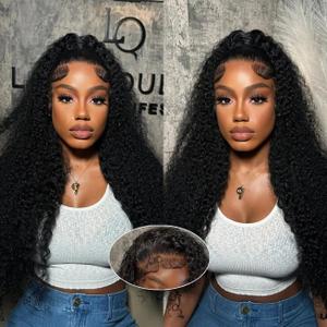 Heylisa Deep Wave Lace Front Wigs Human Hair Pre Plucked HD Glueless Wigs Human Hair 250% Density 13x4 Lace Front Wigs for Women Natural Color (18 inch)