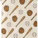 jwyta Baseball Flannel Blanket, Cartoon Throw with Glove, Bat and Ball on Beige Background, Lightweight Fleece Blankets for Sport Lover, Couch, Cabin, Bed, Camping Athletic Decor Gifts, 60x50in