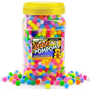 Bundooraking Pom Poms, 0.4 inch (1cm), 2000pcs Multi-colored, Soft and Fluffy, Arts&Crafts, Festival Decor