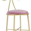 Vanity Stool Chair for Makeup,Modern Velvet Butterfly Accent Chair,Pink Cute Girls Bow Knot Backrest Chair with Golden Leg for Living Room,Bedroom,Vanity,Office,Reading Nook