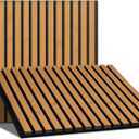 Wood Slat Panels for Wall & Ceiling, 2 Pack Sound Absorbing, 23.62"x23.62" Large Wall Panels for Interior Decor, 3D Fluted Acoustic Paneling for Homes, Offices, Studios (Oak)
