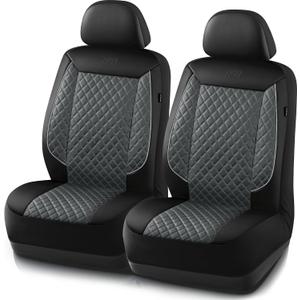 Skechers Car Seat Covers,Piping Luxury Faux Seat Covers,Waterproof Anti Slip Car Seat Protector Front Seats,Car Accessories Airbag Universal Fit for Most Cars,Vans,Trucks,SUV,Gray