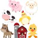 Blulu 35 Pcs Farm Animals Decor Farm Animal Cutouts for Baby Shower, Bulletin Board, Classroom Decor, Kindergarten, Birthday, Party Essentials with 80 Glue Point Dots